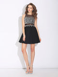 A-Line/Princess Jewel Beading Sleeveless Short Chiffon Dresses TPP0002942