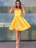 A-Line/Princess Sleeveless Straps Satin Ruffles Short/Mini Homecoming Dresses TPP0004385