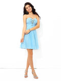 A-Line/Princess Sweetheart Beading Sleeveless Short Chiffon Cocktail Dresses TPP0008586