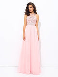 A-line/Princess Jewel Beading Sleeveless Long Chiffon Dresses TPP0002213