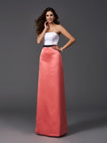 A-Line/Princess Strapless Sleeveless Long Satin Bridesmaid Dresses TPP0005809