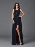 A-Line/Princess Straps Sleeveless Long Chiffon Dresses TPP0002971