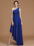 A-Line/Princess One-Shoulder Sleeveless Asymmetrical Ruffles Chiffon Bridesmaid Dresses