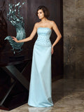 Sheath/Column Strapless Sleeveless Long Satin Mother of the Bride Dresses TPP0007363