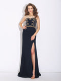 A-Line/Princess Jewel Beading Sleeveless Long Chiffon Dresses TPP0009224