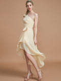 A-Line/Princess One-Shoulder Sleeveless Layers Asymmetrical Chiffon Bridesmaid Dresses TPP0005056