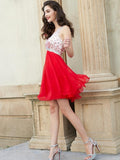 A-line/Princess One-Shoulder Beading Sleeveless Chiffon Short/Mini Dresses TPP0008824