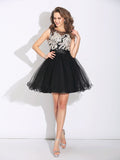 A-Line/Princess Scoop Ruffles Sleeveless Short Net Dresses TPP0008458