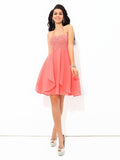 A-Line/Princess Halter Beading Sleeveless Short Chiffon Cocktail Dresses TPP0008321