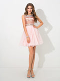 A-Line/Princess Sheer Neck Sequin Sleeveless Short Chiffon Cocktail Dresses TPP0002265