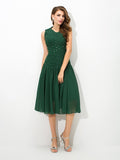 A-Line/Princess Scoop Pleats Sleeveless Short Chiffon Dresses TPP0003446