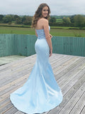 Trumpet/Mermaid Satin Beading Sweetheart Sleeveless Sweep/Brush Train Dresses TPP0004797