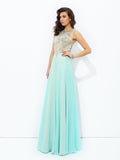 A-line/Princess Jewel Beading Sleeveless Long Chiffon Dresses TPP0002298