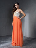 A-Line/Princess Beading Sweetheart Sleeveless Long Chiffon Dresses TPP0003849