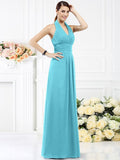 A-Line/Princess Halter Pleats Sleeveless Long Chiffon Bridesmaid Dresses TPP0005502