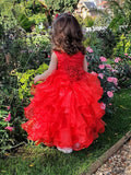 Ball Gown Organza Layers Scoop Sleeveless Ankle-Length Flower Girl Dresses TPP0007478