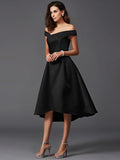 A-Line/Princess Off-the-Shoulder Sleeveless High Low Satin Bridesmaid Dresses TPP0005211