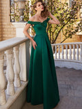 A-Line/Princess Off-the-Shoulder Sequin Sleeveless Satin Floor-Length Dresses TPP0002252