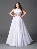 A-Line/Princess Jewel Beading Sleeveless Long Chiffon Plus Size Dresses TPP0002515