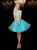 A-Line/Princess Scoop Rhinestone Sleeveless Short Net Dresses TPP0008594