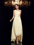 A-Line/Princess One-Shoulder Beading Sleeveless High Low Chiffon Dresses TPP0003829