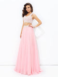 A-line/Princess Straps Applique Sleeveless Long Chiffon Two Piece Dresses TPP0002704