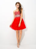 A-Line/Princess Sweetheart Beading Sleeveless Short Organza Cocktail Dresses TPP0008614