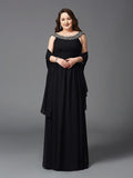 A-Line/Princess Scoop Rhinestone Sleeveless Long Chiffon Plus Size Dresses TPP0002963