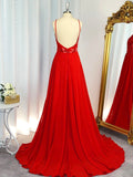 A-Line/Princess Halter Chiffon Sleeveless Applique Sweep/Brush Train Dresses TPP0004444