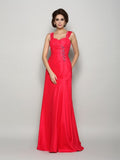 A-Line/Princess Straps Applique Sleeveless Long Elastic Woven Satin Mother of the Bride Dresses TPP0007446