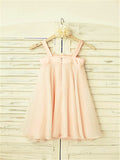 A-line/Princess Spaghetti Straps Sleeveless Ruffles Tea-Length Chiffon Flower Girl Dresses TPP0007657