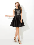 A-Line/Princess Scoop Lace Sleeveless Short Satin Cocktail Dresses TPP0008675