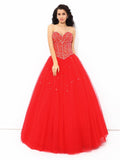 Ball Gown Sweetheart Beading Sleeveless Long Net Quinceanera Dresses TPP0002779