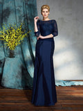 Trumpet/Mermaid Bateau Applique 1/2 Sleeves Long Taffeta Mother of the Bride Dresses TPP0007307