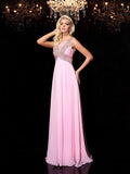 A-line/Princess Scoop Beading Sleeveless Long Chiffon Dresses TPP0003755