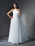 A-Line/Princess Jewel Beading Sleeveless Long Chiffon Dresses TPP0009144