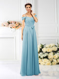 A-Line/Princess Spaghetti Straps Pleats Sleeveless Long Chiffon Bridesmaid Dresses TPP0005293