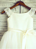 A-line/Princess Sleeveless Scoop Sash/Ribbon/Belt Knee-Length Tulle Flower Girl Dresses TPP0007645