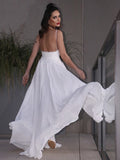 A-Line/Princess Applique Chiffon V-neck Sleeveless Sweep/Brush Train Wedding Dresses TPP0006445