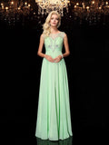 A-line/Princess Scoop Beading Sleeveless Long Chiffon Dresses TPP0004138