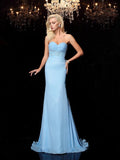 Trumpet/Mermaid Sweetheart Rhinestone Sleeveless Long Chiffon Dresses TPP0003792