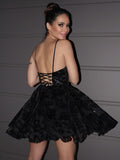 A-Line/Princess Lace Ruffles V-neck Sleeveless Short/Mini Homecoming Dresses TPP0004361