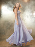 A-Line/Princess Scoop Sleeveless Floor-Length Applique Chiffon Dresses TPP0002606