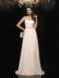 A-Line/Princess Scoop Beading Sleeveless Long Chiffon Dresses TPP0003618