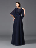 A-Line/Princess Scoop Beading 1/2 Sleeves Long Chiffon Mother of the Bride Dresses TPP0007348