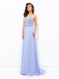 A-line/Princess Strapless Beading Sleeveless Long Chiffon Dresses TPP0003600