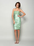 Sheath/Column Strapless Sleeveless Short Taffeta Mother of the Bride Dresses TPP0007452