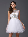 A-Line/Princess Scoop Beading Sleeveless Short Net Dresses TPP0002584