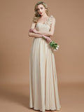 A-Line/Princess One-Shoulder Sleeveless Floor-Length Chiffon Bridesmaid Dresses TPP0005488