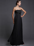 A-Line/Princess Strapless Sleeveless Beading Long Chiffon Bridesmaid Dresses TPP0005500